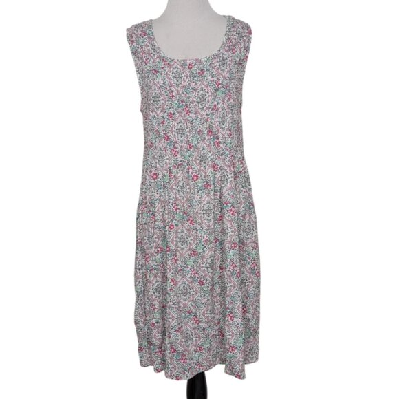 Croft & Barrow Floral Smocked Dress Womens Size Large Pink Stretch Sleeveless - Picture 1 of 10